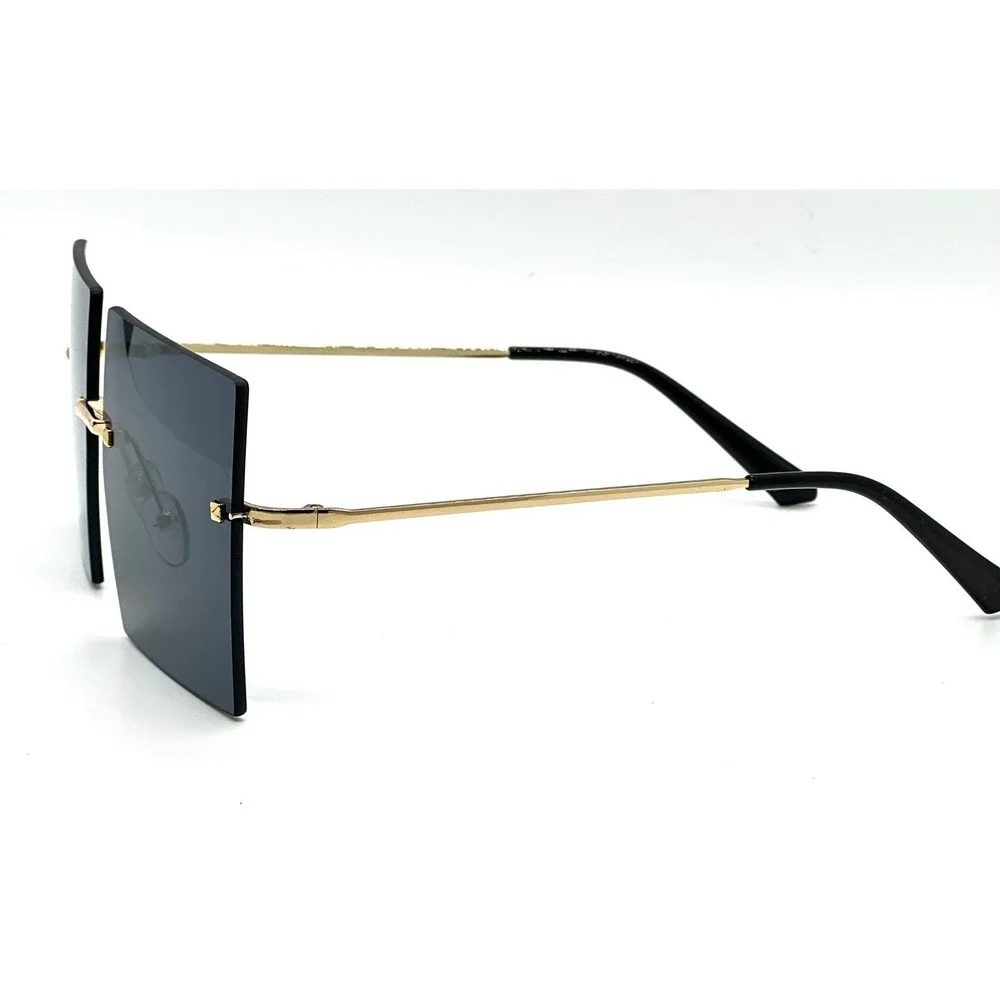 Square Sunglasses‎ Men Black Lens Rimless Large Trendy Shades Chic Lightweight